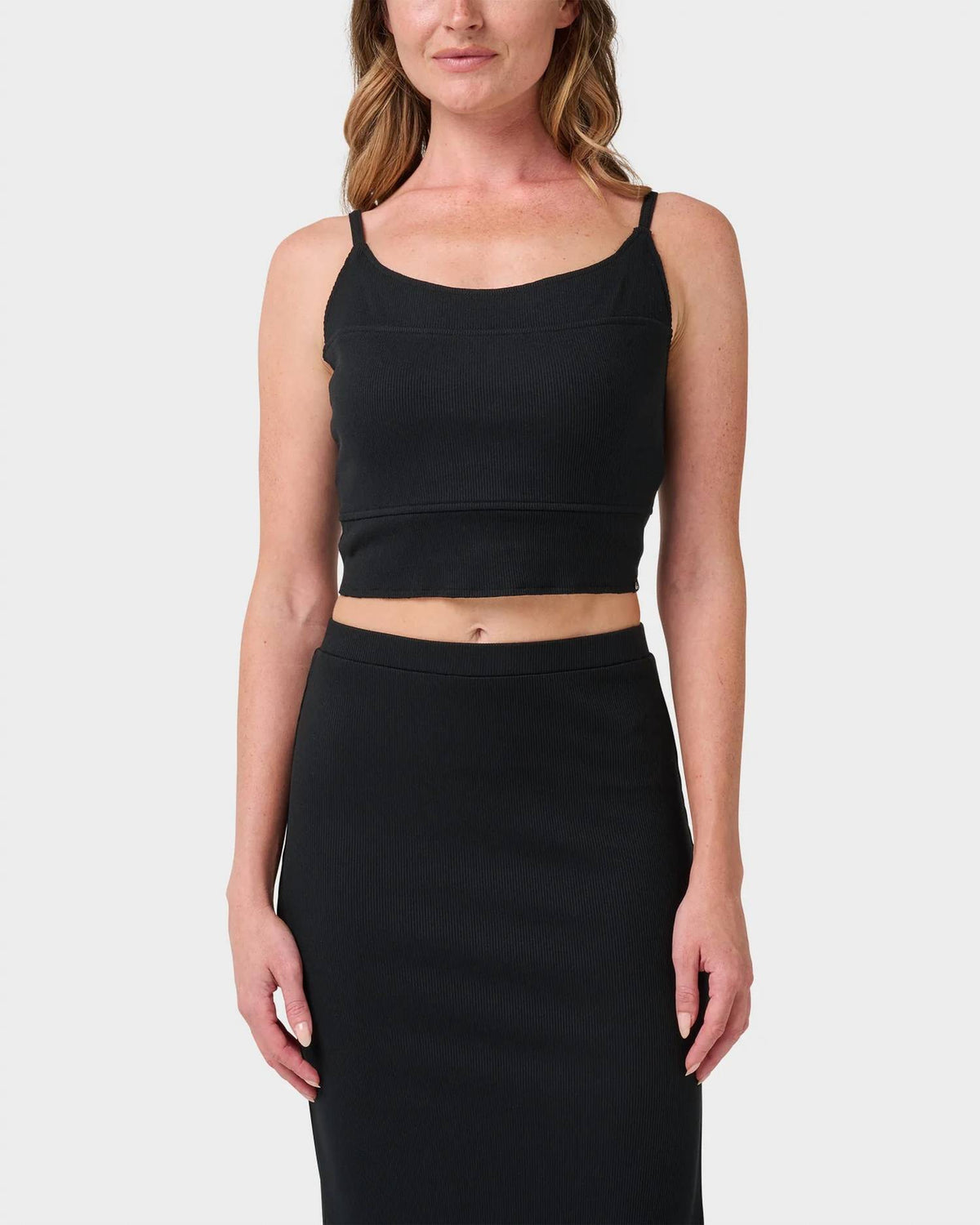 Rhea Solid Cropped Rib Tank Top