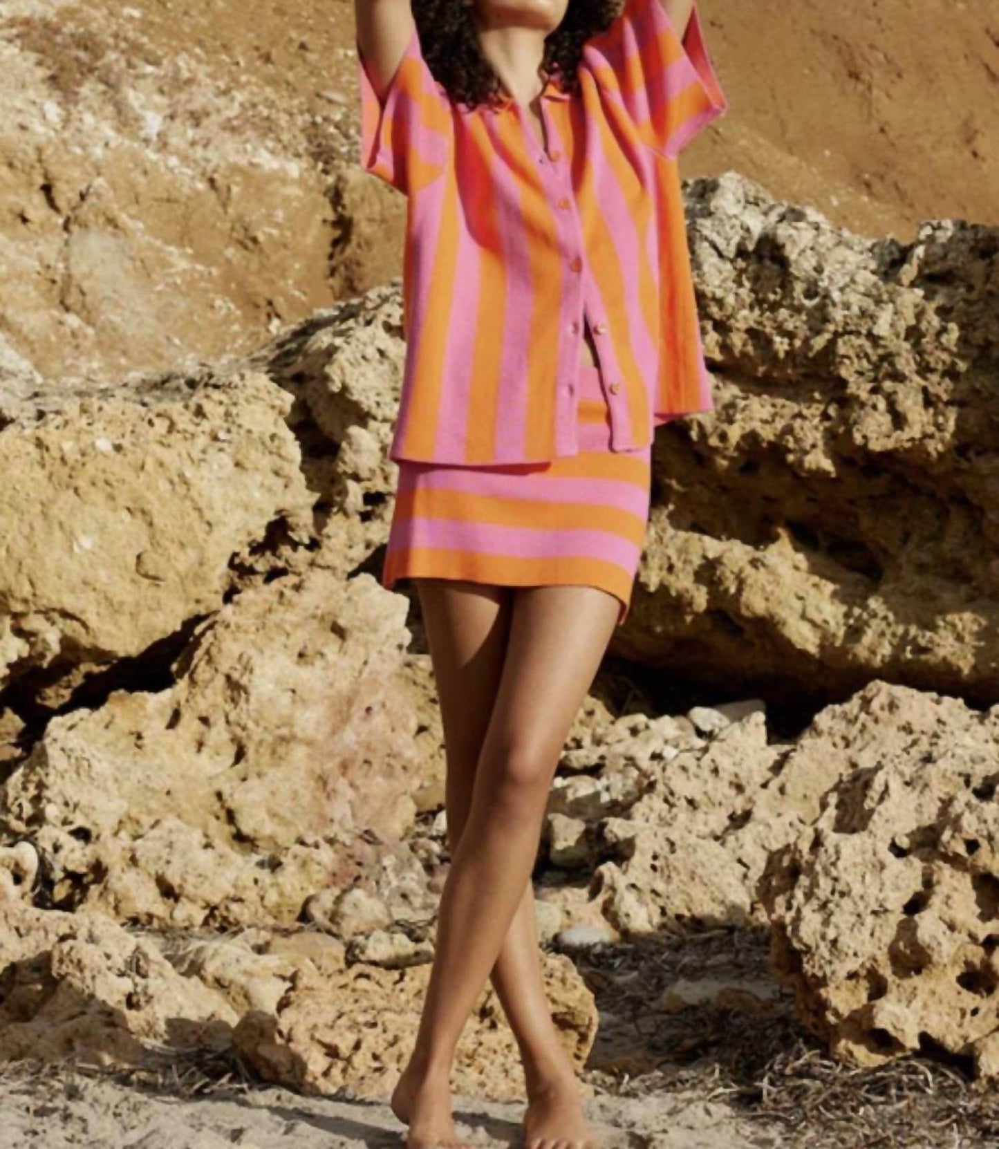 Aston Studio - Knit Short Sleeve Button Up Shirt - Rack Hunt