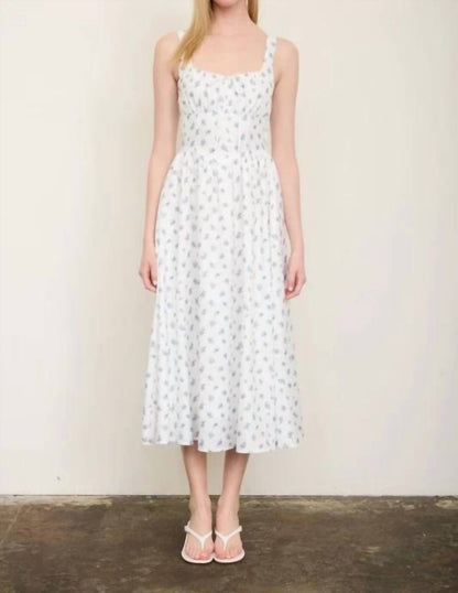 Floral Sleeveless Front Tie Corset Midi Dress