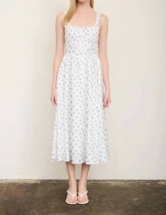 Floral Sleeveless Front Tie Corset Midi Dress