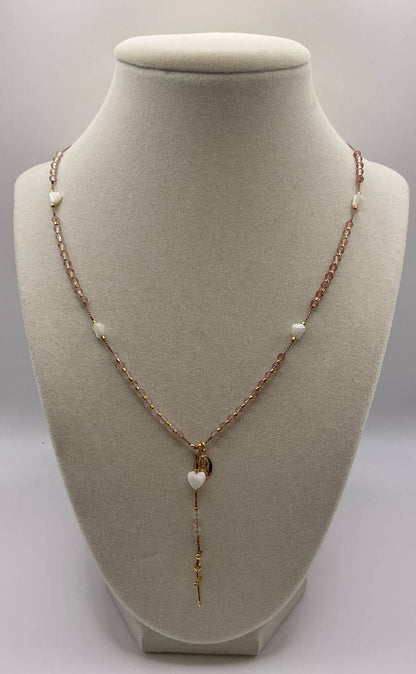 Women's Rosary With Nacar Hearts Necklace