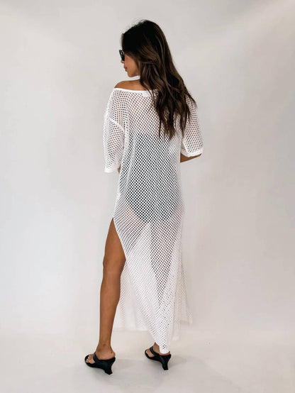 Perla Loose Knit Crochet Midi Dress