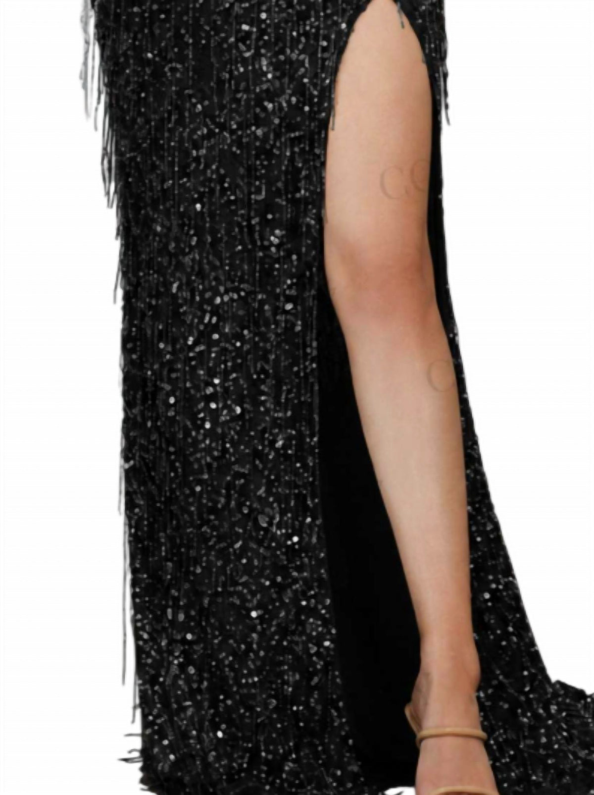 Deep V-neck Embellished Prom Gown