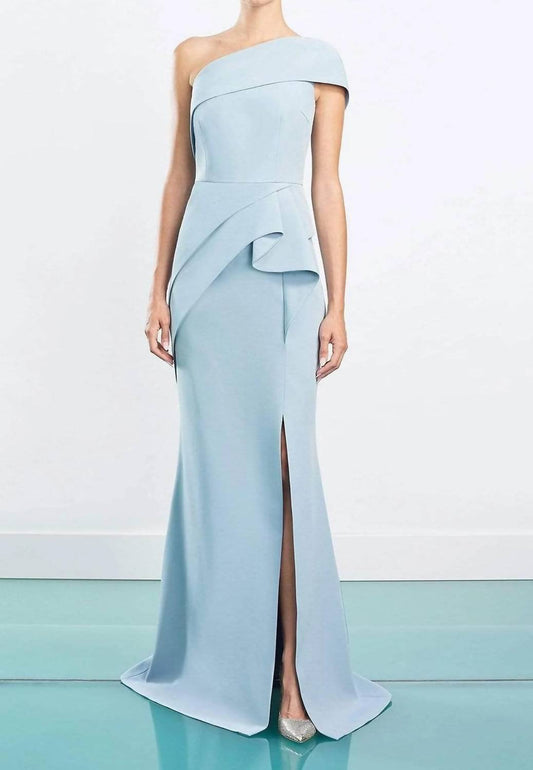Asymmetric Draped Evening Maxi Dress