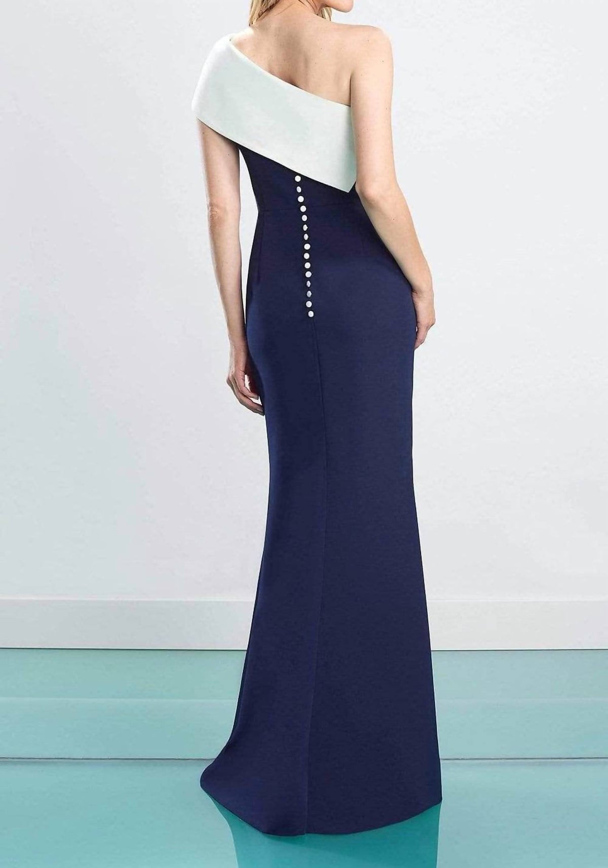 Asymmetric Draped Evening Maxi Dress
