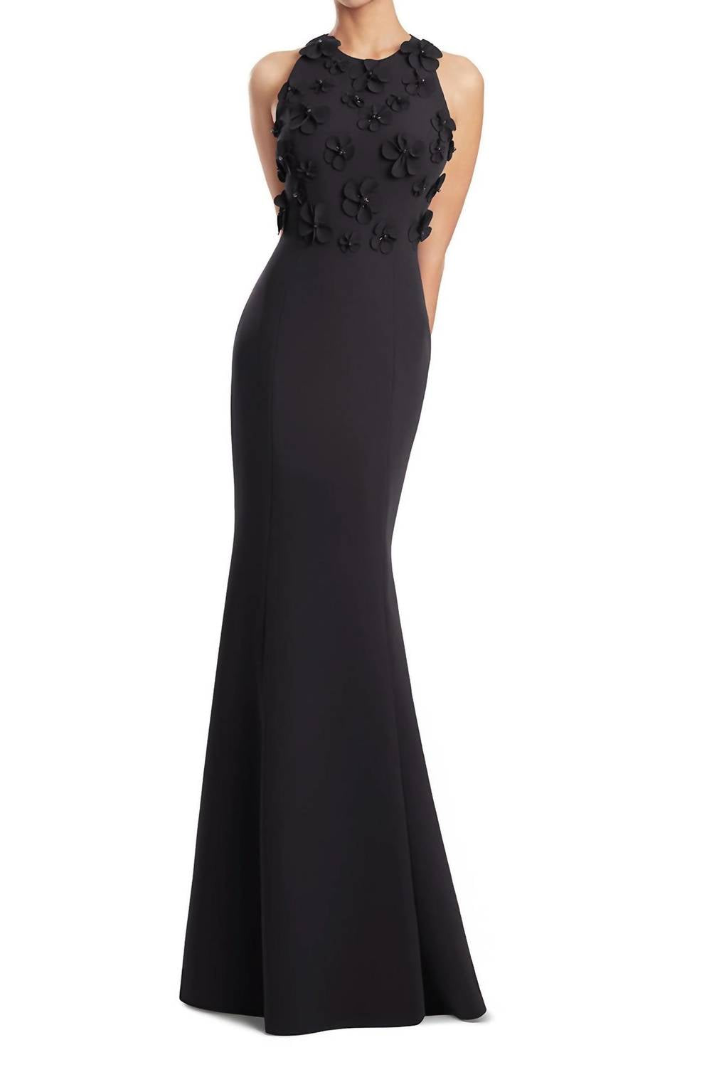 Floral Applique Evening Gown