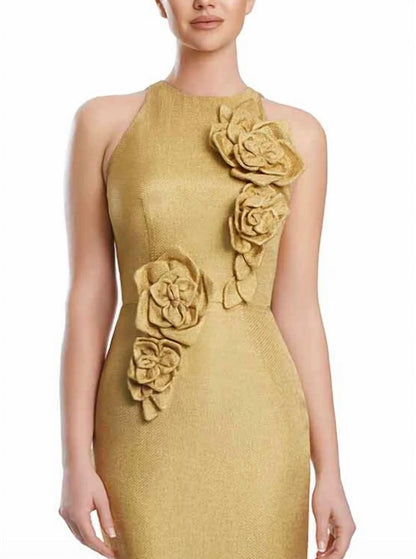 Floral Halter Evening Gown