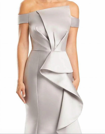 Off-shoulder Ruffle Detailed Evening Gown