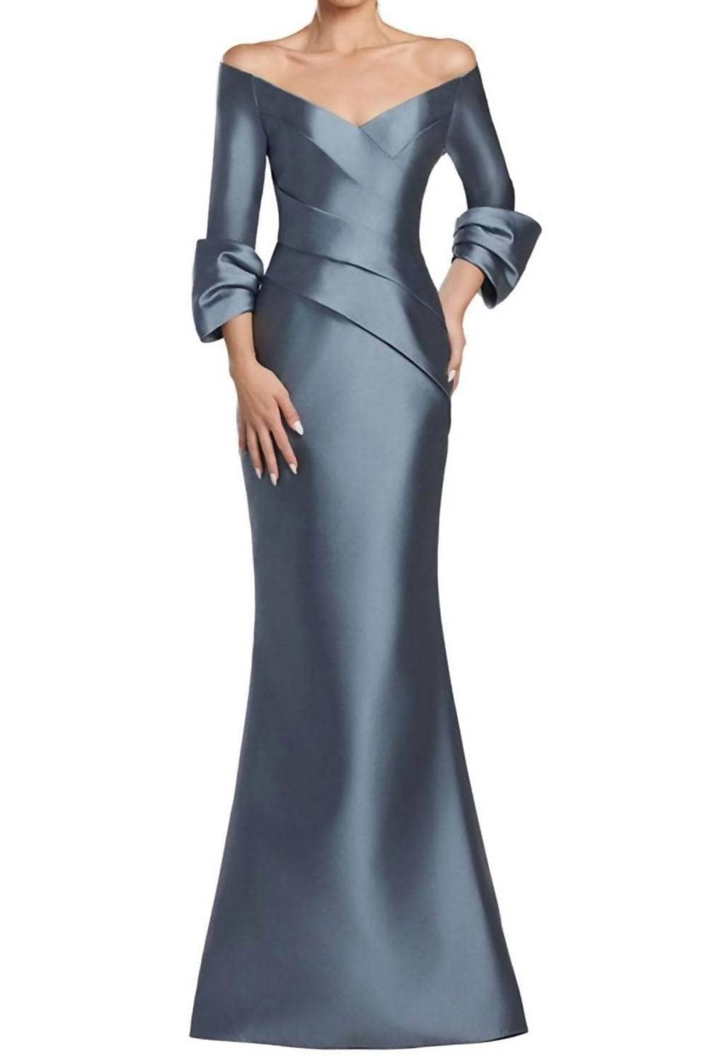 Off Shoulder V-neck Formal Gown