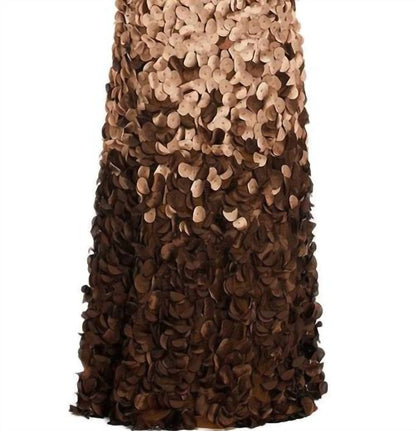 Ombre Applique Jewel Neck Gown