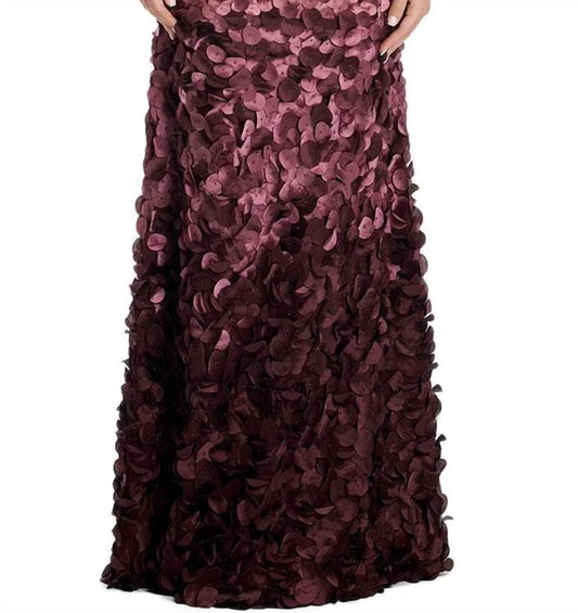Ombre Applique Jewel Neck Gown