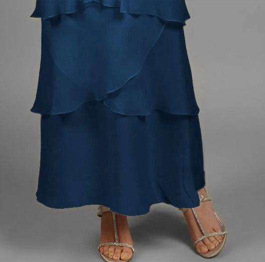 Tiered Halter Chiffon Midi Dress