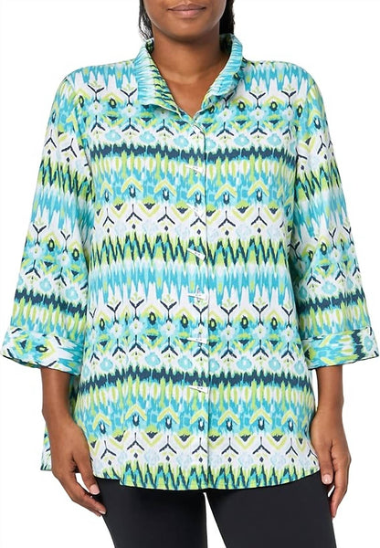 Printed Knit Button-down Shirt