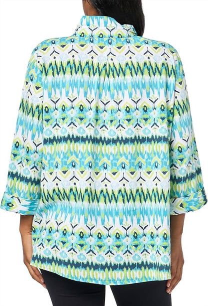 Printed Knit Button-down Shirt