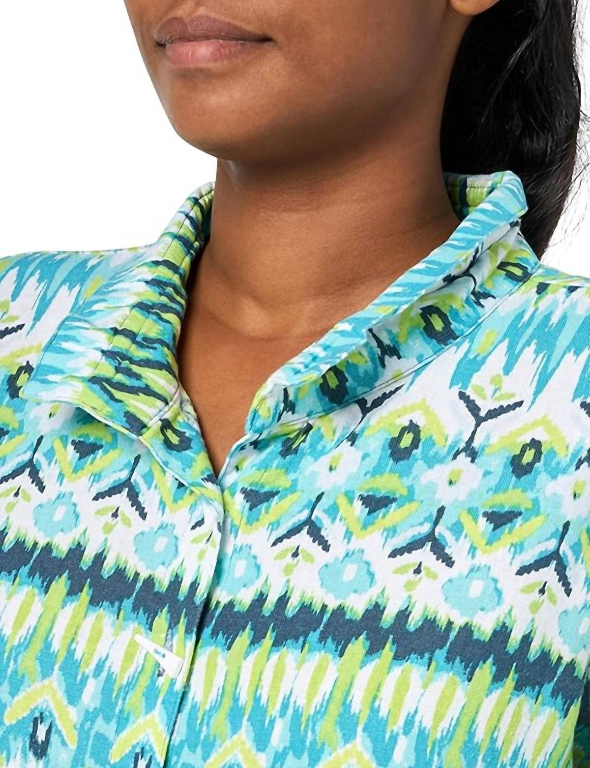Printed Knit Button-down Shirt
