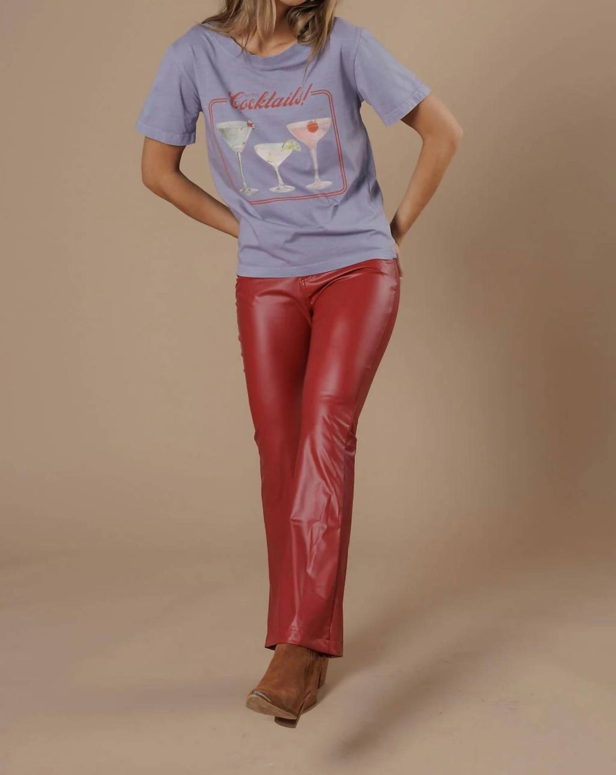 But First Cocktails Wide Neck Tee