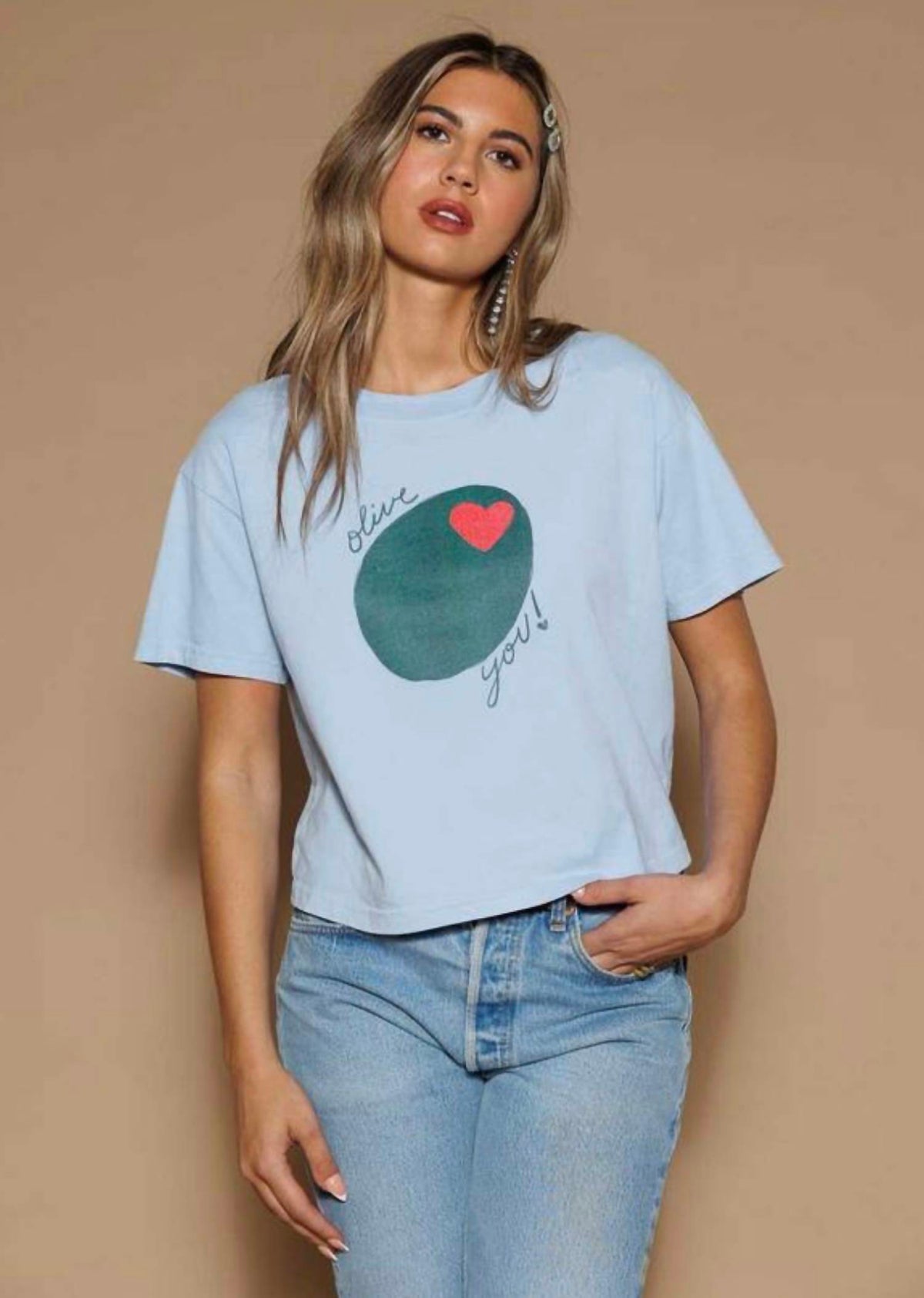 Olive You Cropped Tee