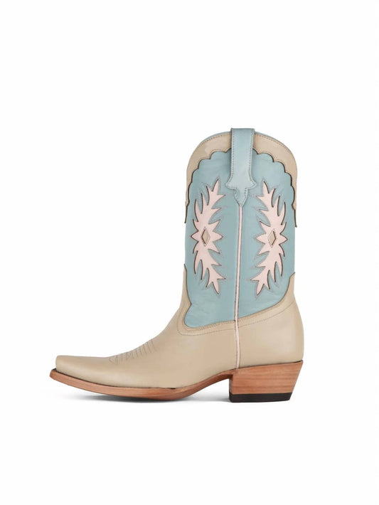 Women's Snip-toe Slip-on Mid Calf Cowgirl Boots