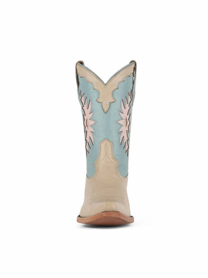 Women's Snip-toe Slip-on Mid Calf Cowgirl Boots