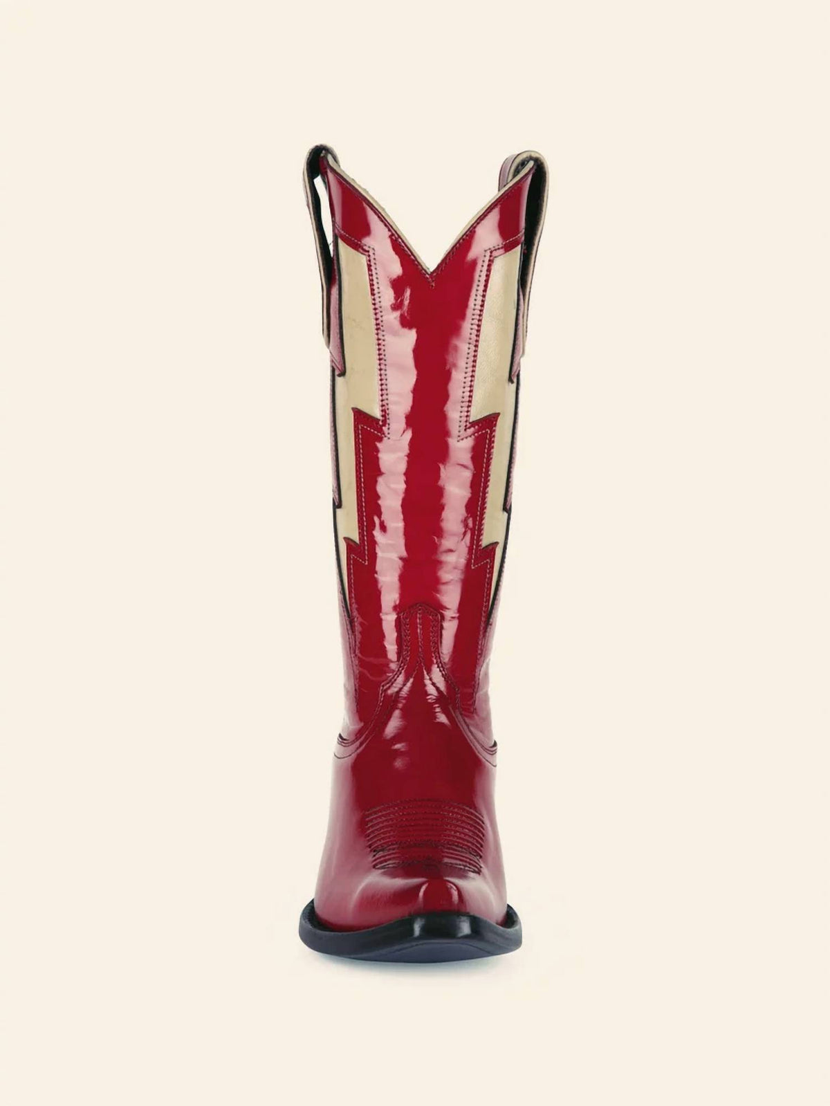 Women's Stitch Snip-toe Mid Calf Cowgirl Boots With Lightning Inlay