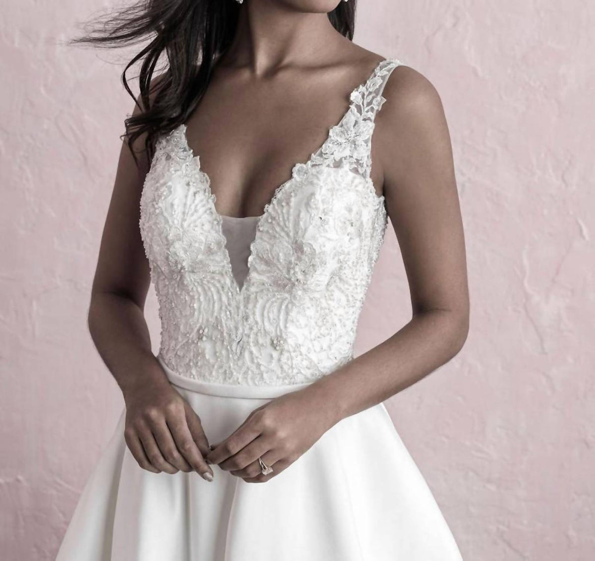 Beaded Floral Lace Wedding Dress