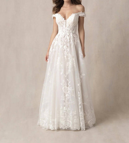 Off-the-shoulder A-line Wedding Gown