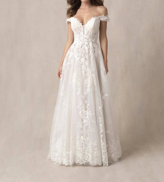 Off-the-shoulder A-line Wedding Gown