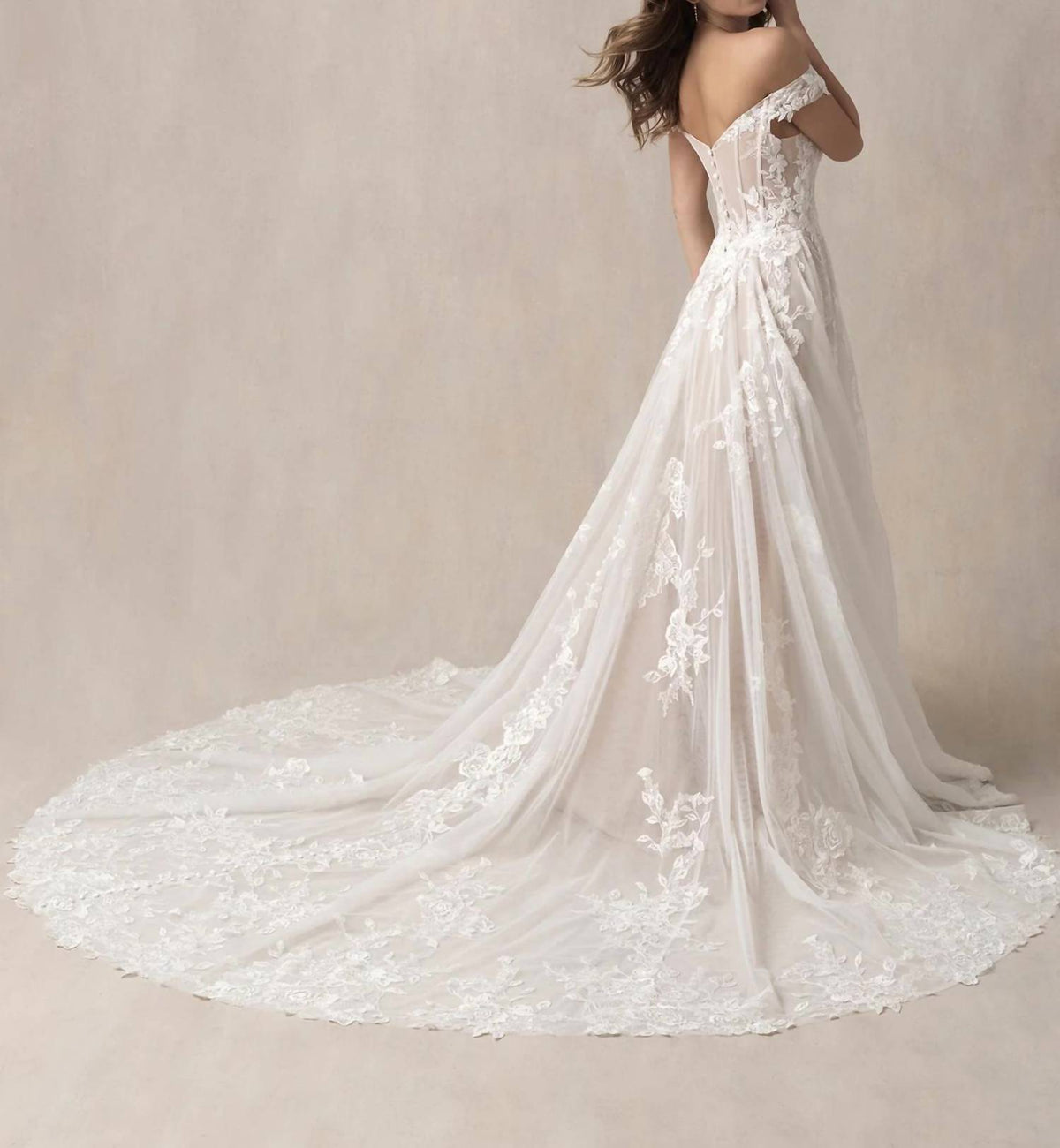 Off-the-shoulder A-line Wedding Gown