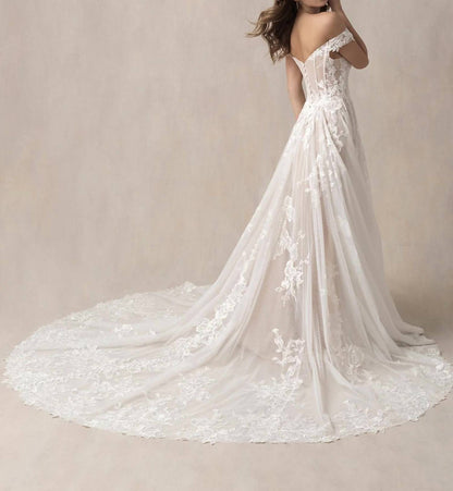 Off-the-shoulder A-line Wedding Gown