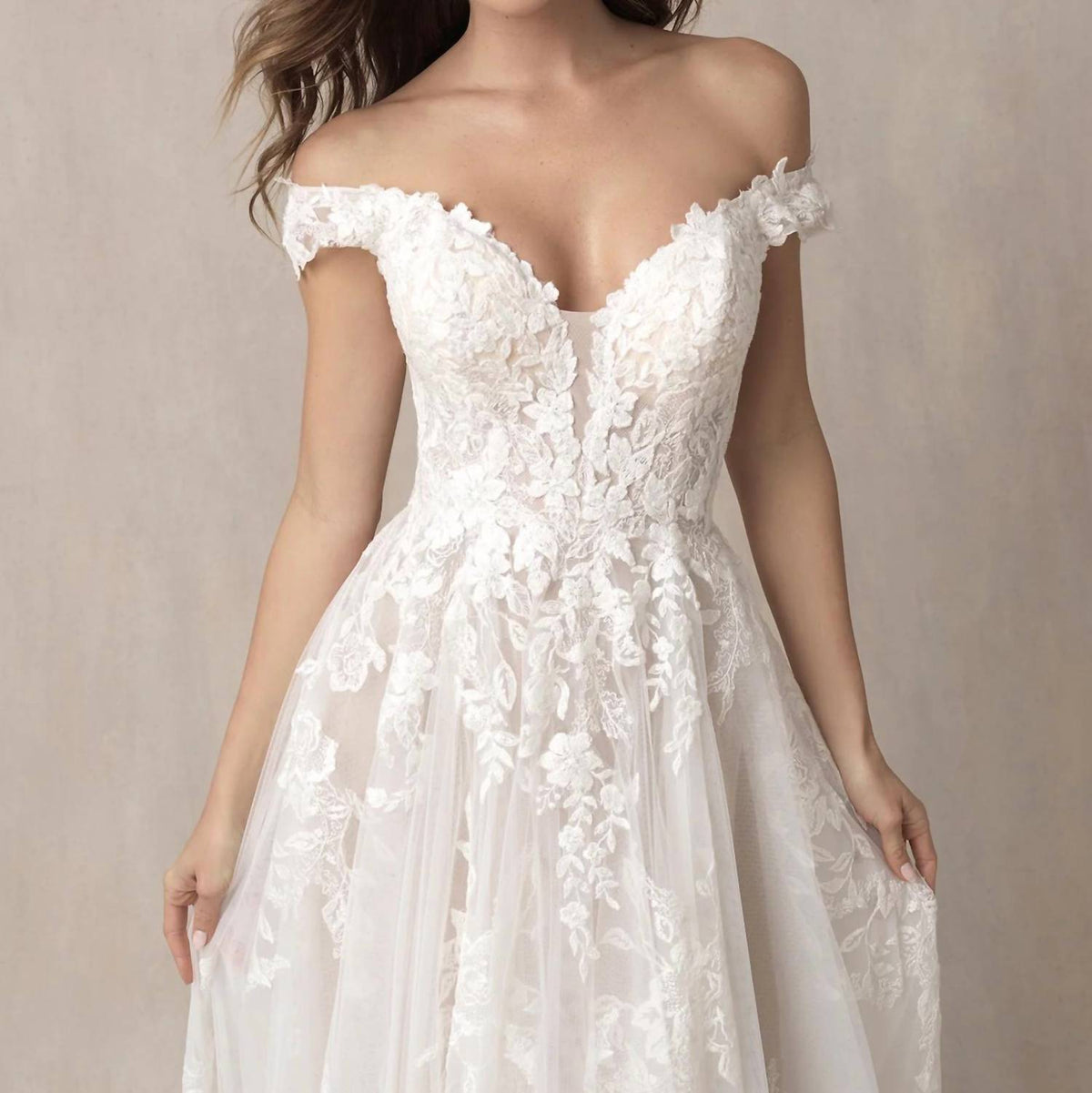 Off-the-shoulder A-line Wedding Gown