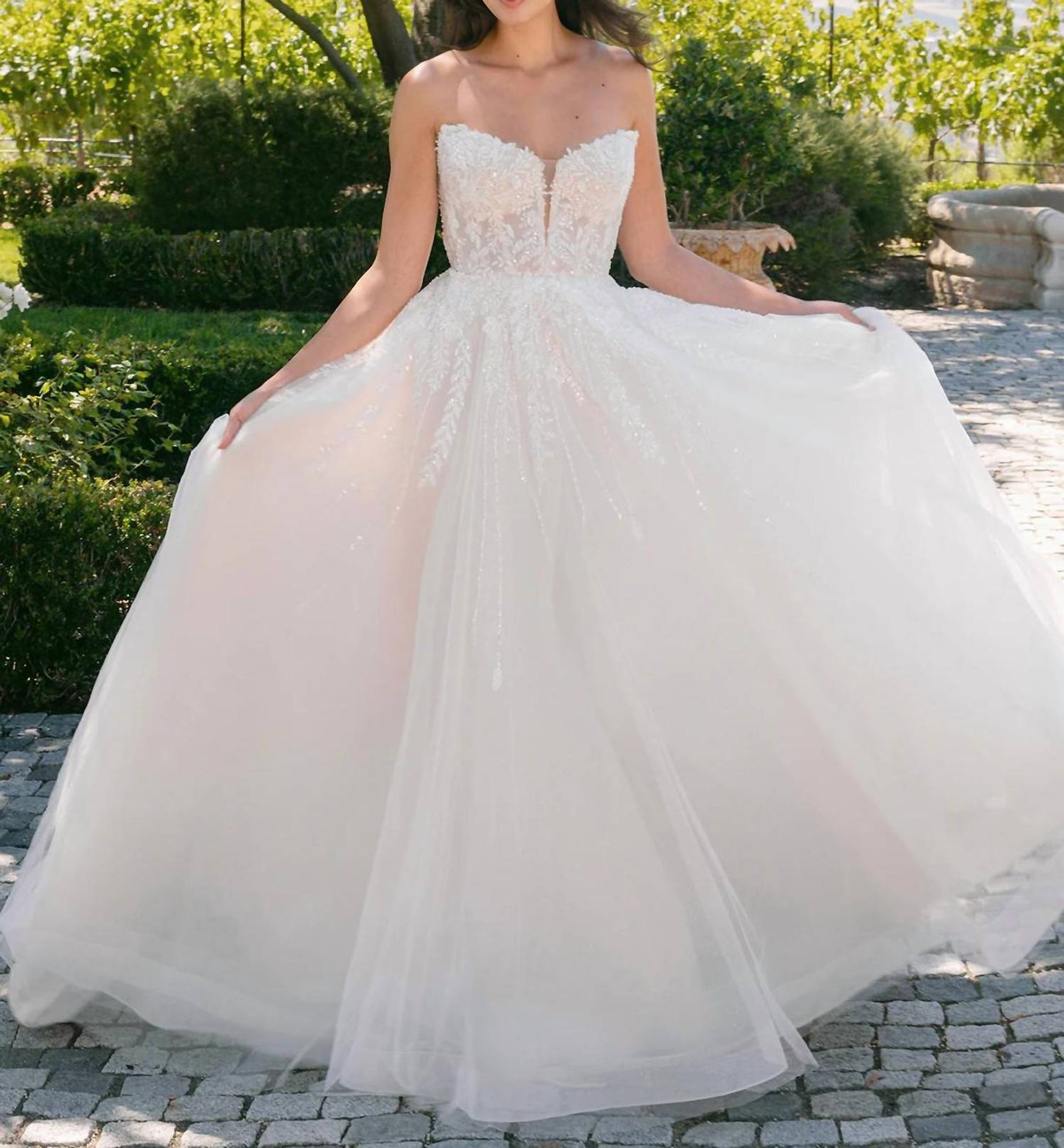 Strapless Sequined Wedding Gown