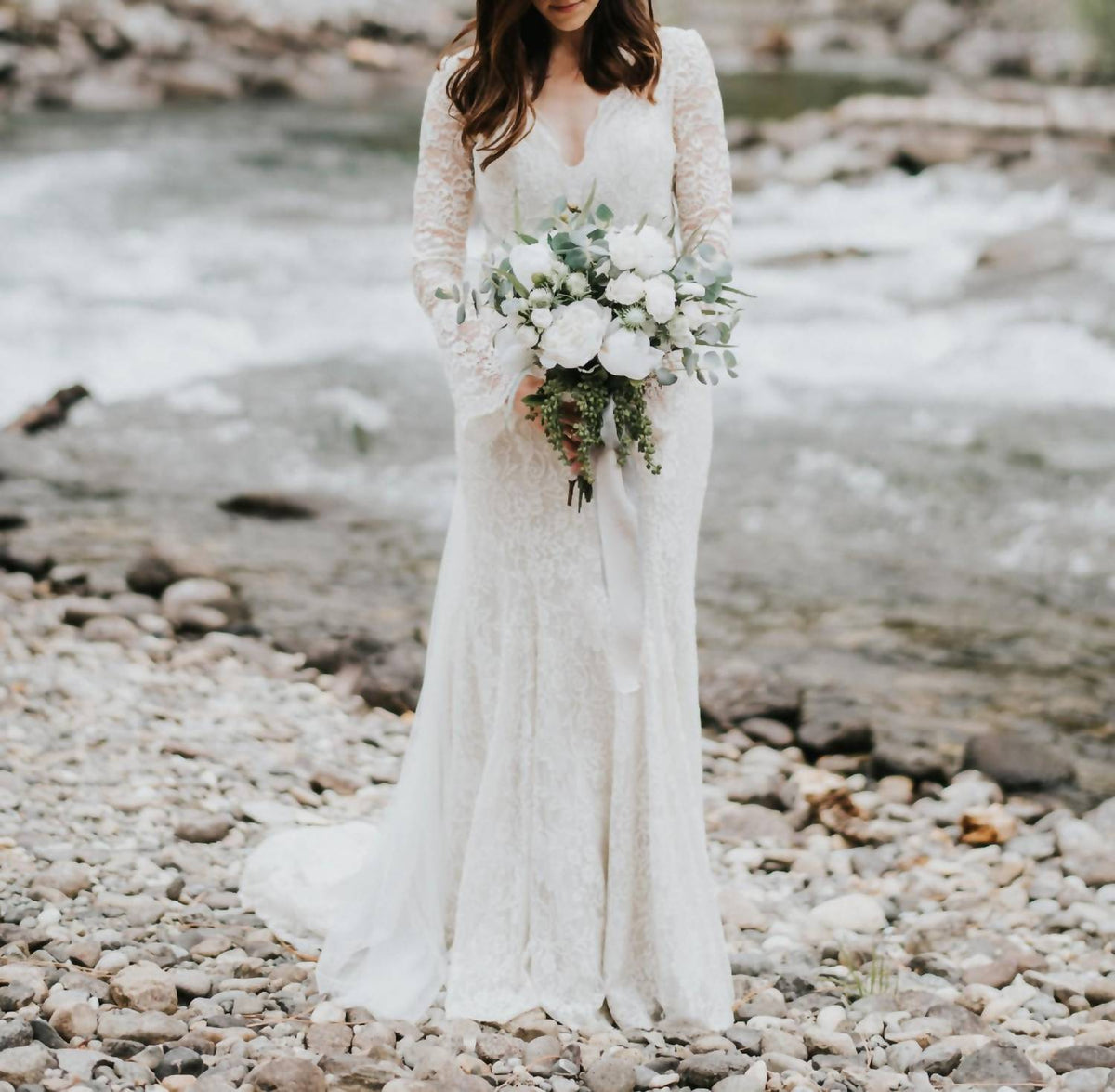 V-neckline Wedding Gown