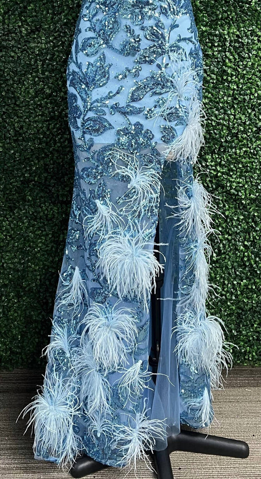 V-Neck Sequin Gown