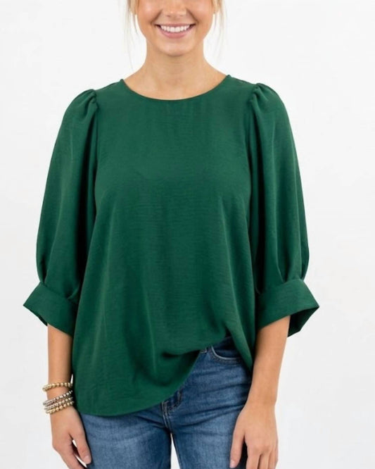 Crewneck Tucked Sleeve Top