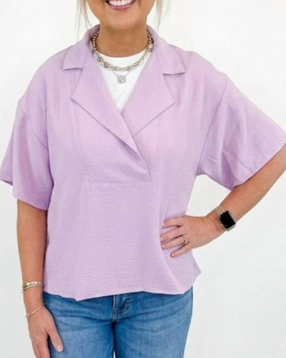 Folded Hem Popover Top