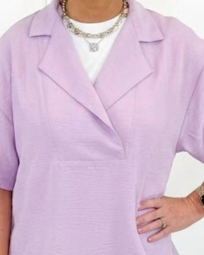 Folded Hem Popover Top