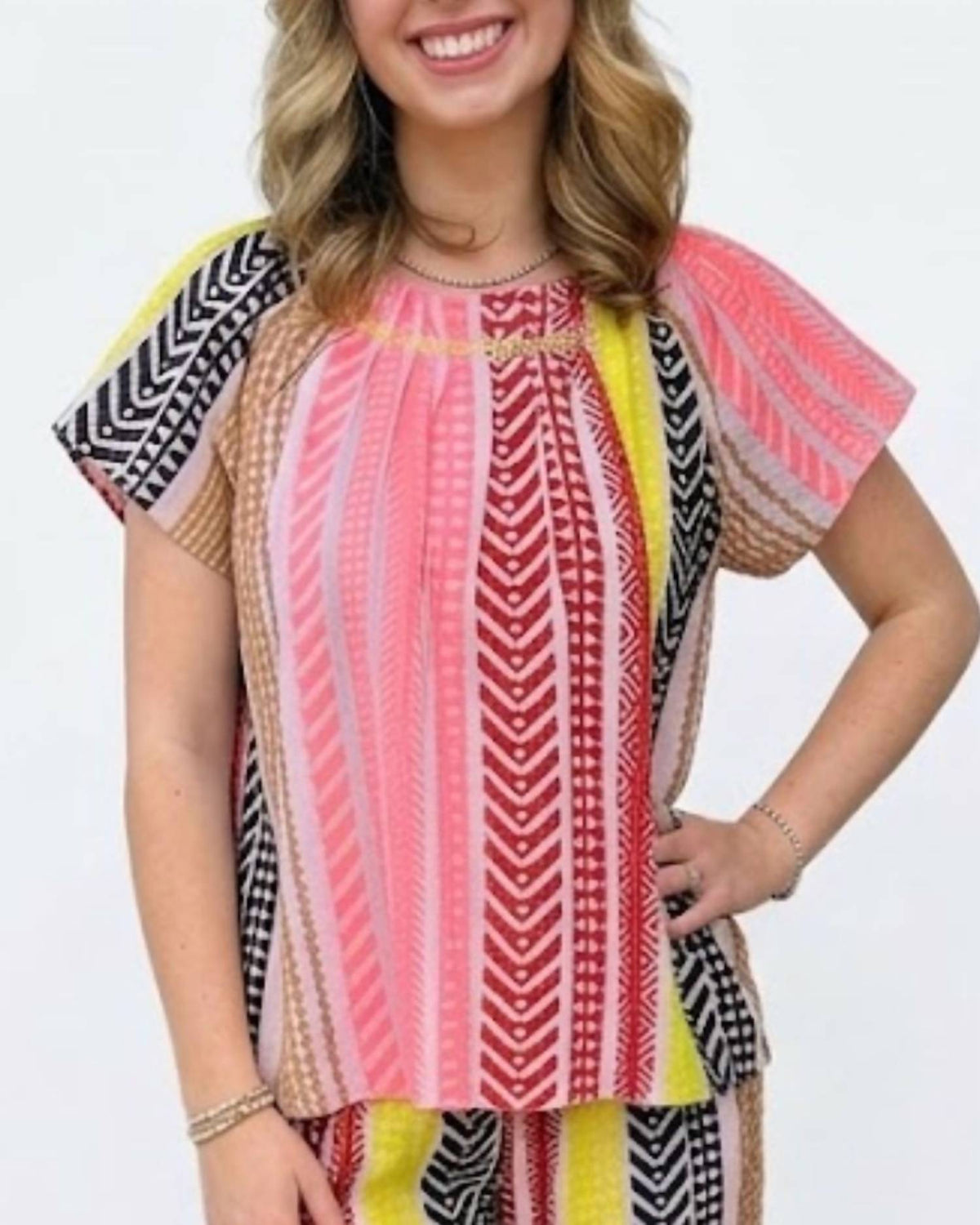 Tribal Patterned Peasant Top
