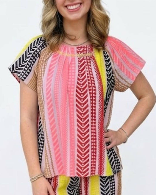 Tribal Patterned Peasant Top