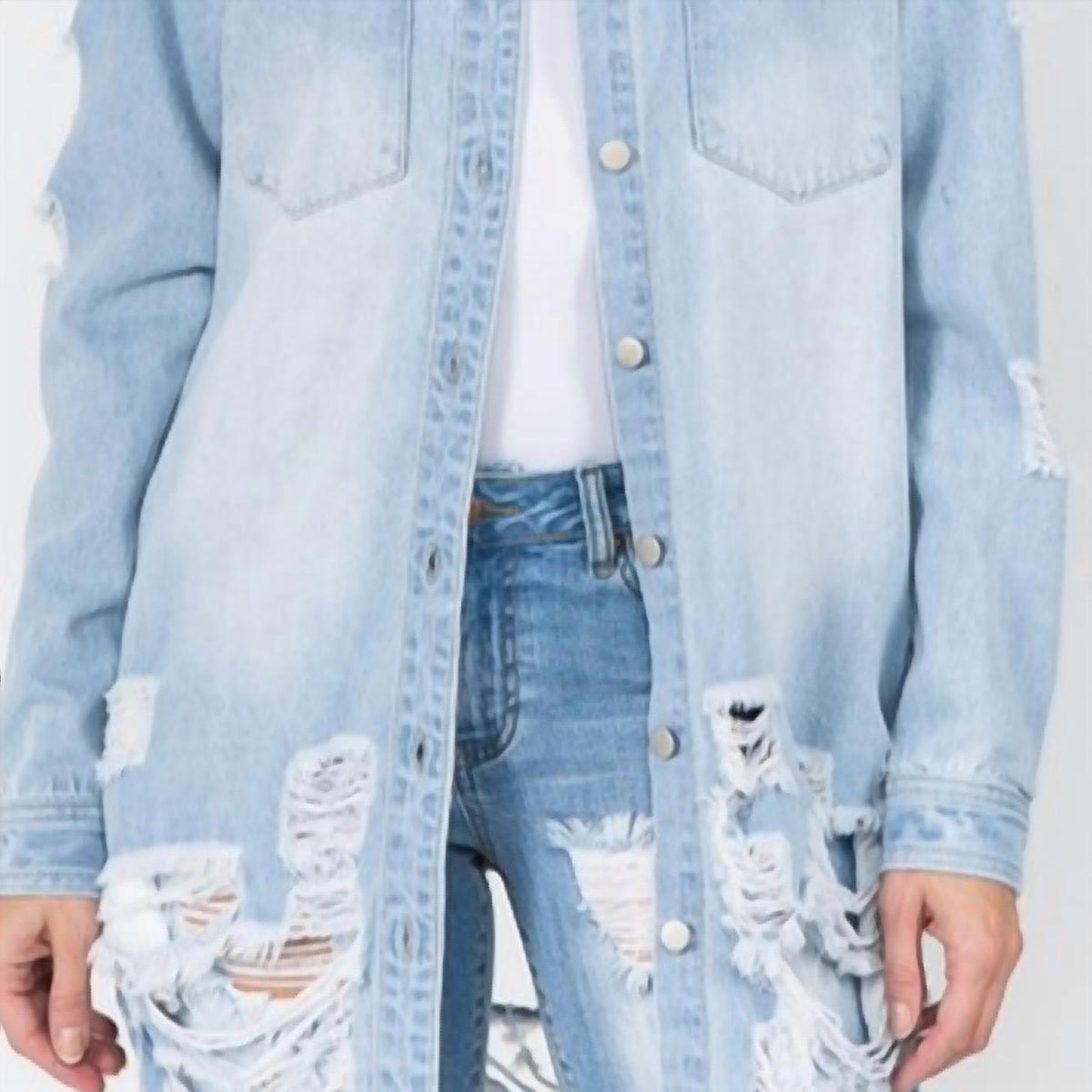 Long Distressed Shacket