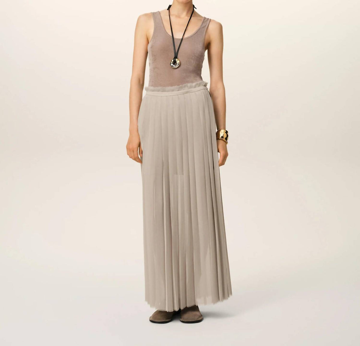 Long Pleated Skirt