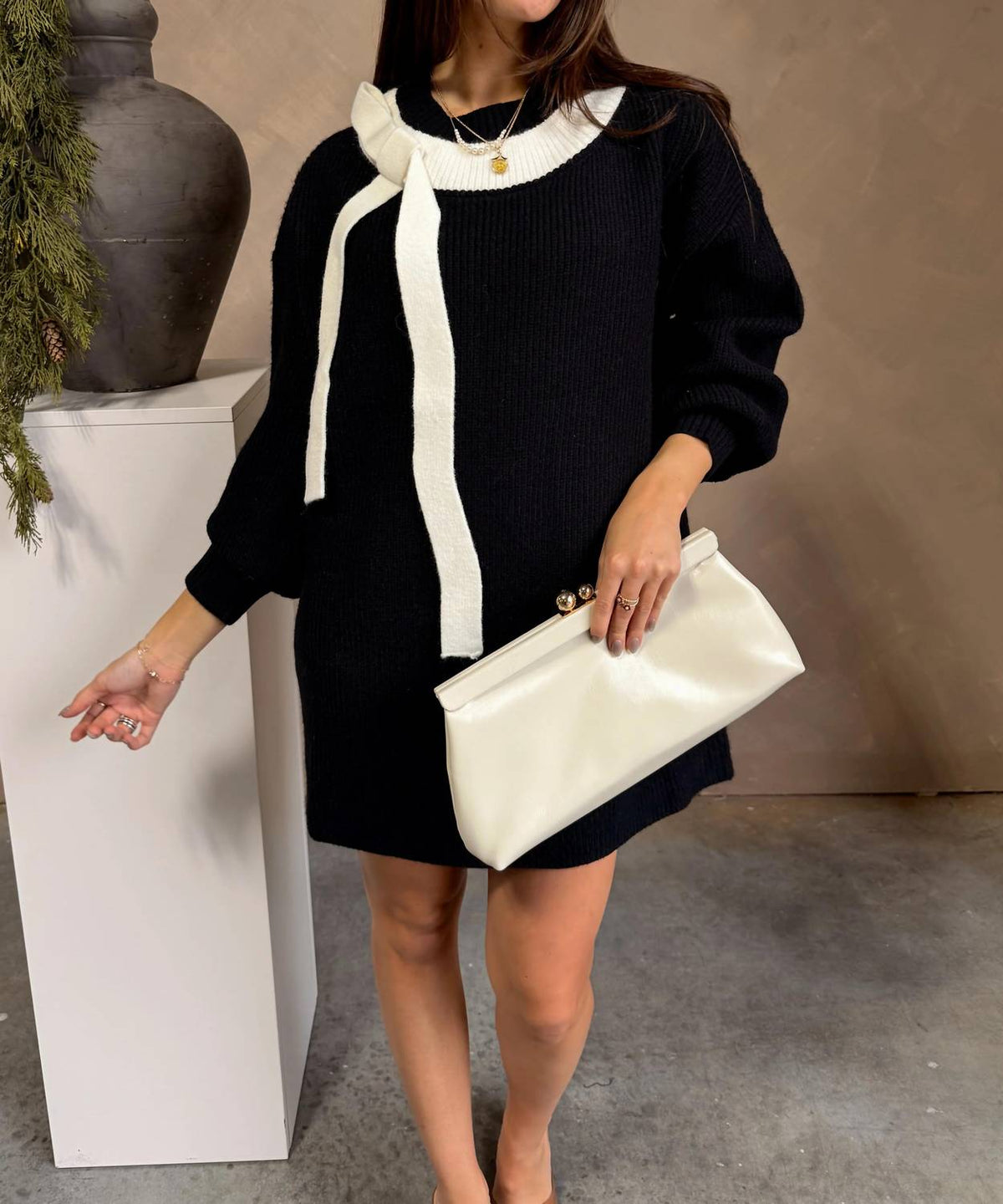 Lenora Bow Sweater Dress