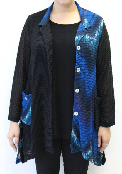 Mandarin Loose Weave Knit Jacket - PLUS