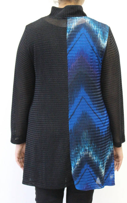Mandarin Loose Weave Knit Jacket - PLUS