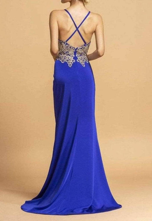 Beaded Appliqued Evening Gown