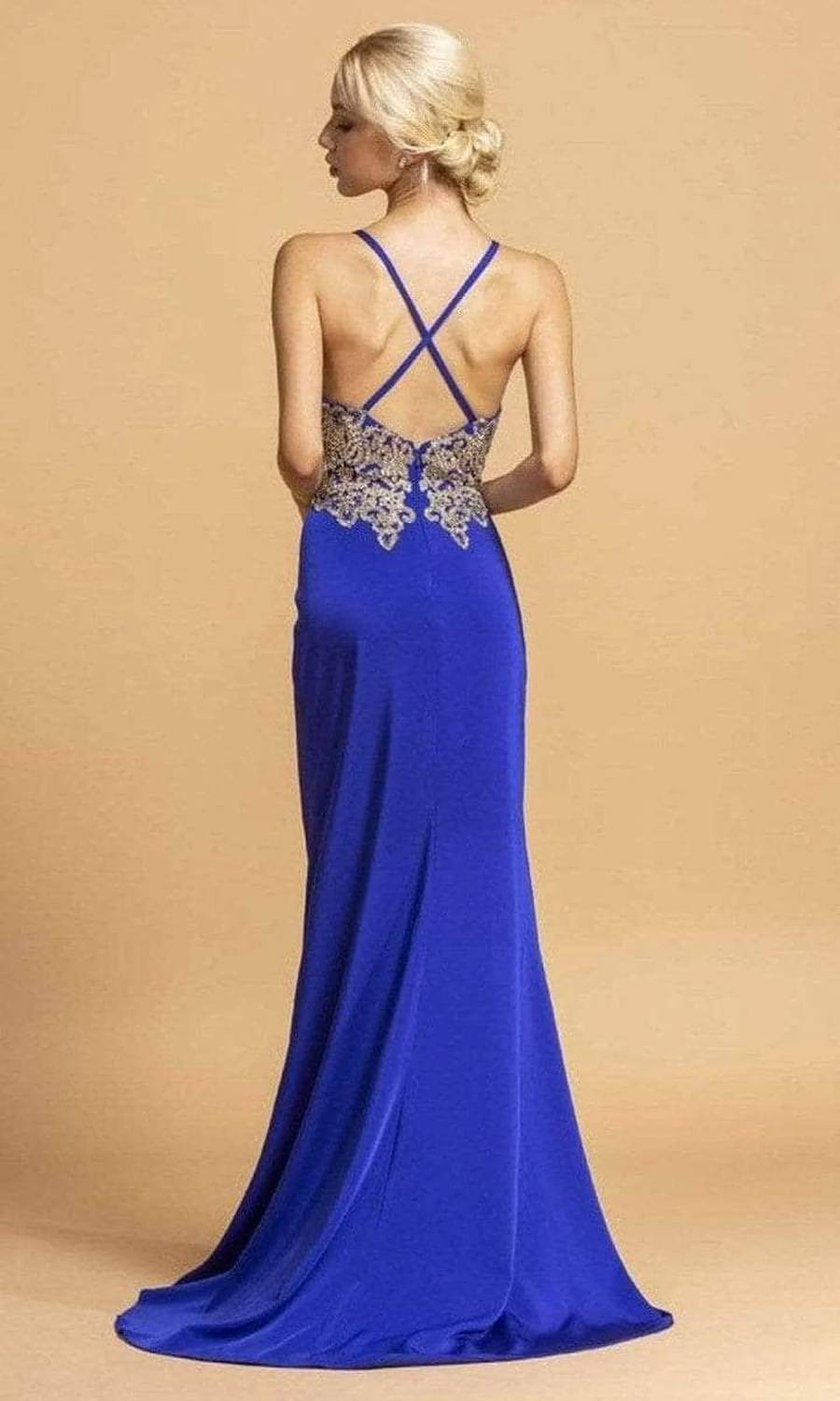 Beaded Appliqued Evening Gown