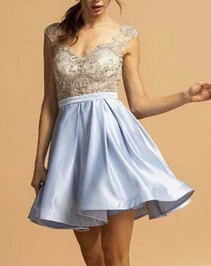 Cap Sleeve Lace Cocktail Mini Dress