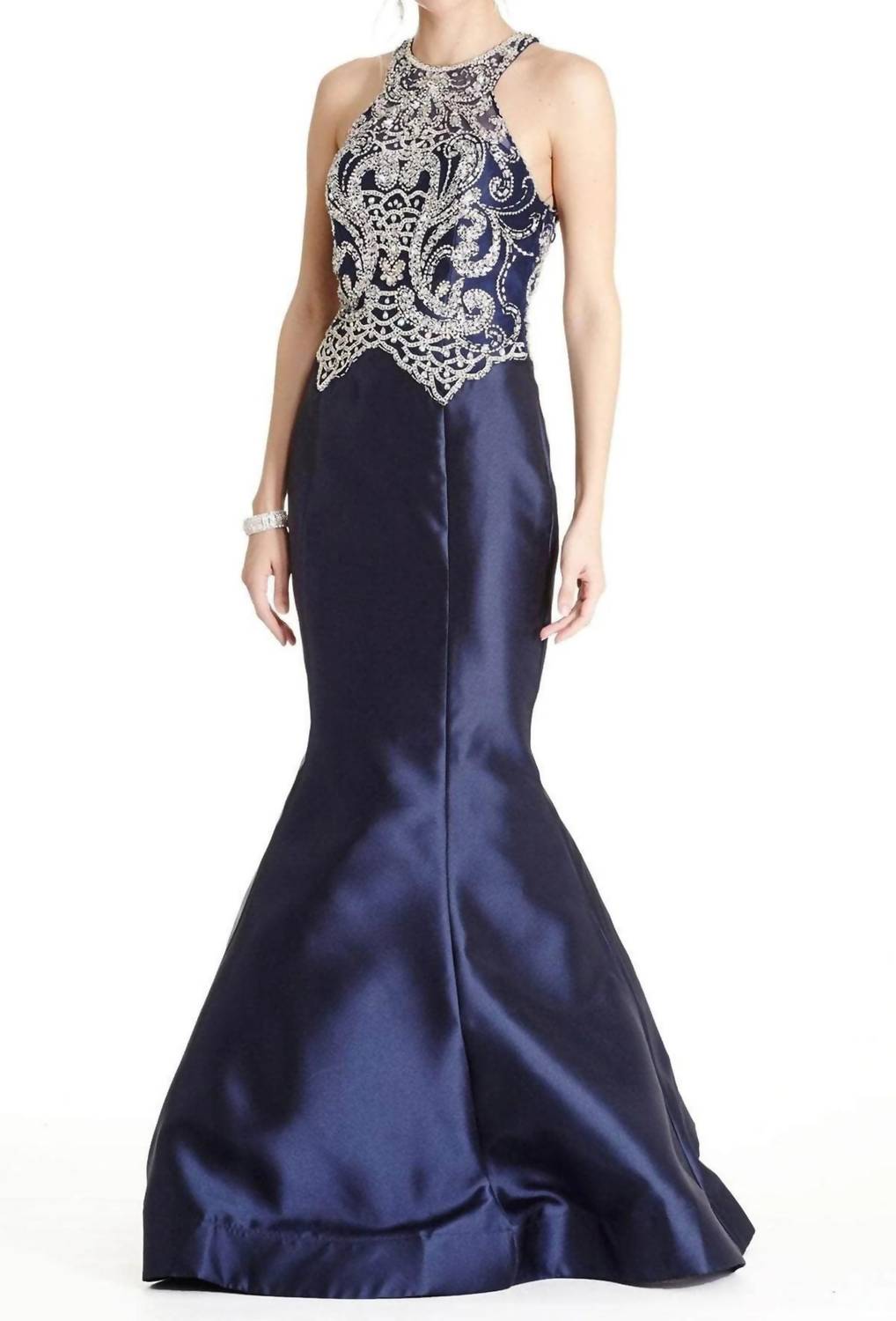 Cutout Back Beaded Prom Dress