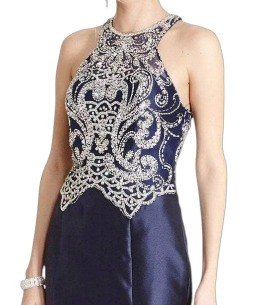 Cutout Back Beaded Prom Dress