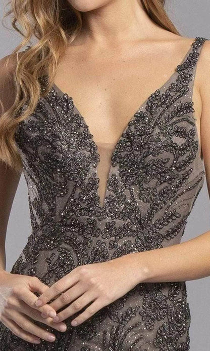 Glitter Plunging V-neck Cocktail Dress