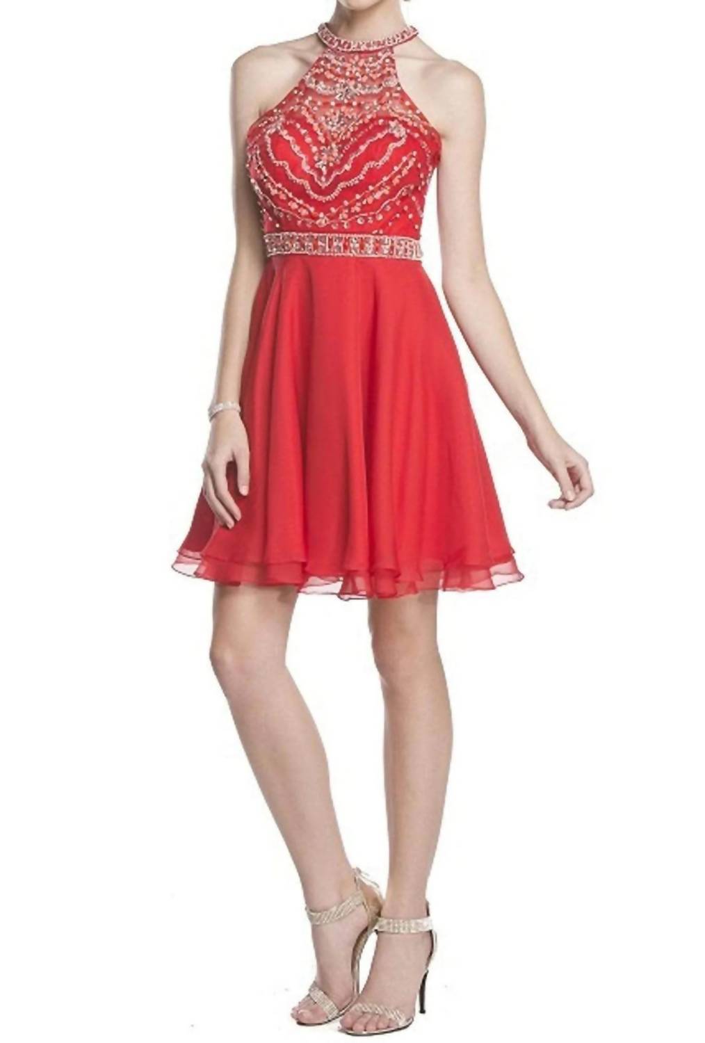 Ornate Halter Homecoming Dress